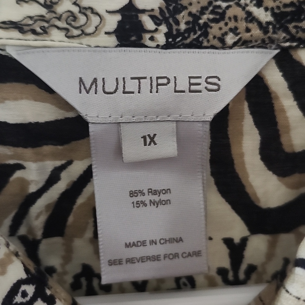 Multiples Black and Cream Patterned Shirt - Picture 2 of 4